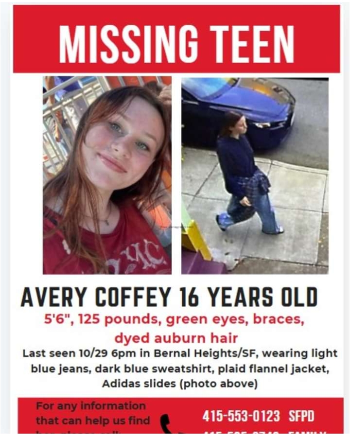 Avery Coffey, 16, of San Francisco, California, Missing Since October 29, 2024; Family Seeks Public Assistance to Locate Their Beloved Daughter