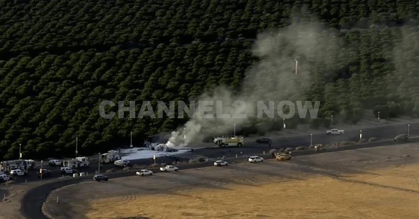 Small Plane Crash Near Mesa, Arizona’s Falcon Field Airport Claims Four Lives, Leaves One in Critical Condition; Investigation Underway After Aircraft Collides with Vehicle, Causing Fiery Wreckage and Traffic Disruption in Greenfield and McKellips Intersection